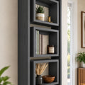 Zorvane Solid Wood Black Geometric Wall Shelf