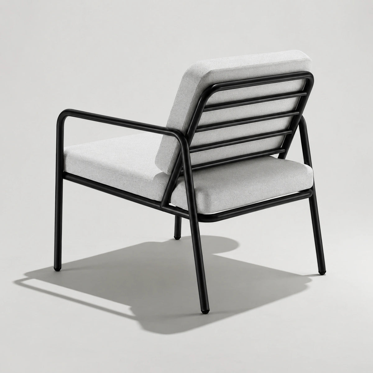 Modern Black Frame Lounge Chair – Upholstered Seat, Metal Armrests, Contemporary Design – Furely