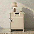 NovaNest Solid Wood Bedside Table with Drawer & Cabinet - Furely