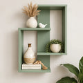 Virelune Solid Wood Green Geometric Wall Shelf