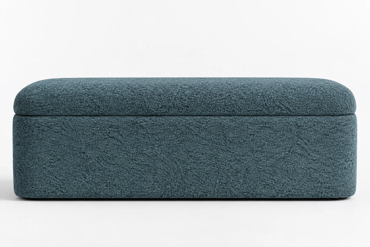 Blue storage ottoman front