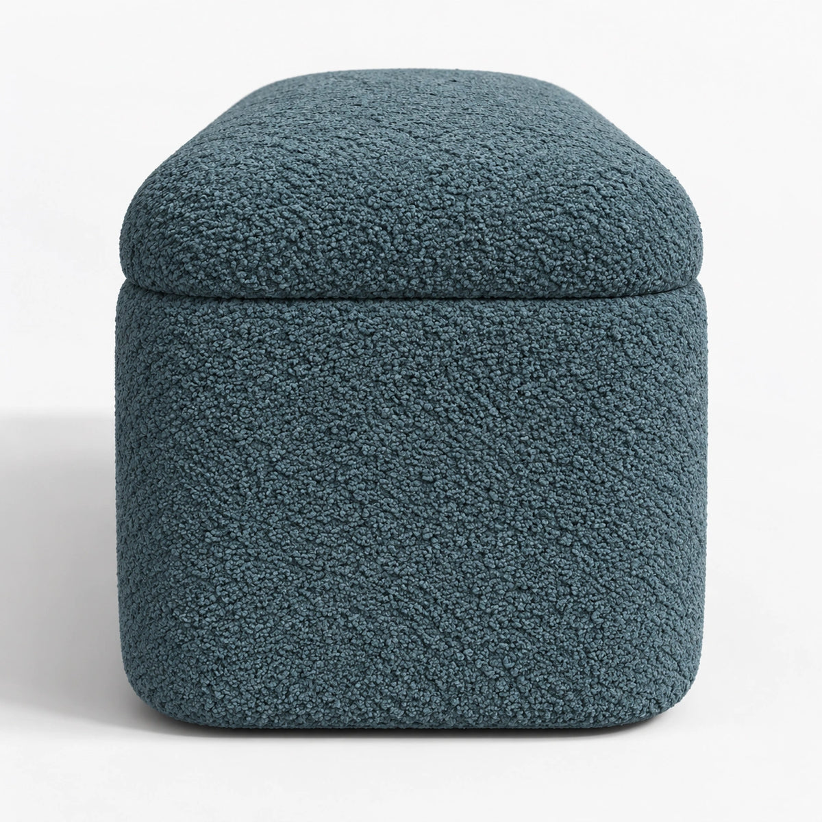 Blue storage ottoman side