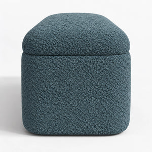 Blue storage ottoman side