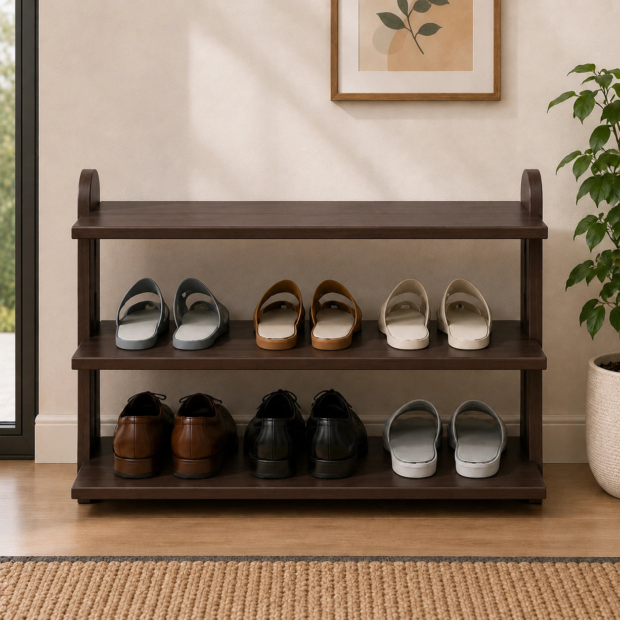LuxeStep Solid Wood Shoe Rack Organizer