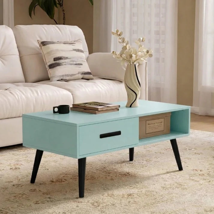 Urban Nest Solid Wood Coffee Table with Drawer & Open Storage