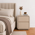 Luna Rounded Solid Wood Bedside Table with 2 Drawers