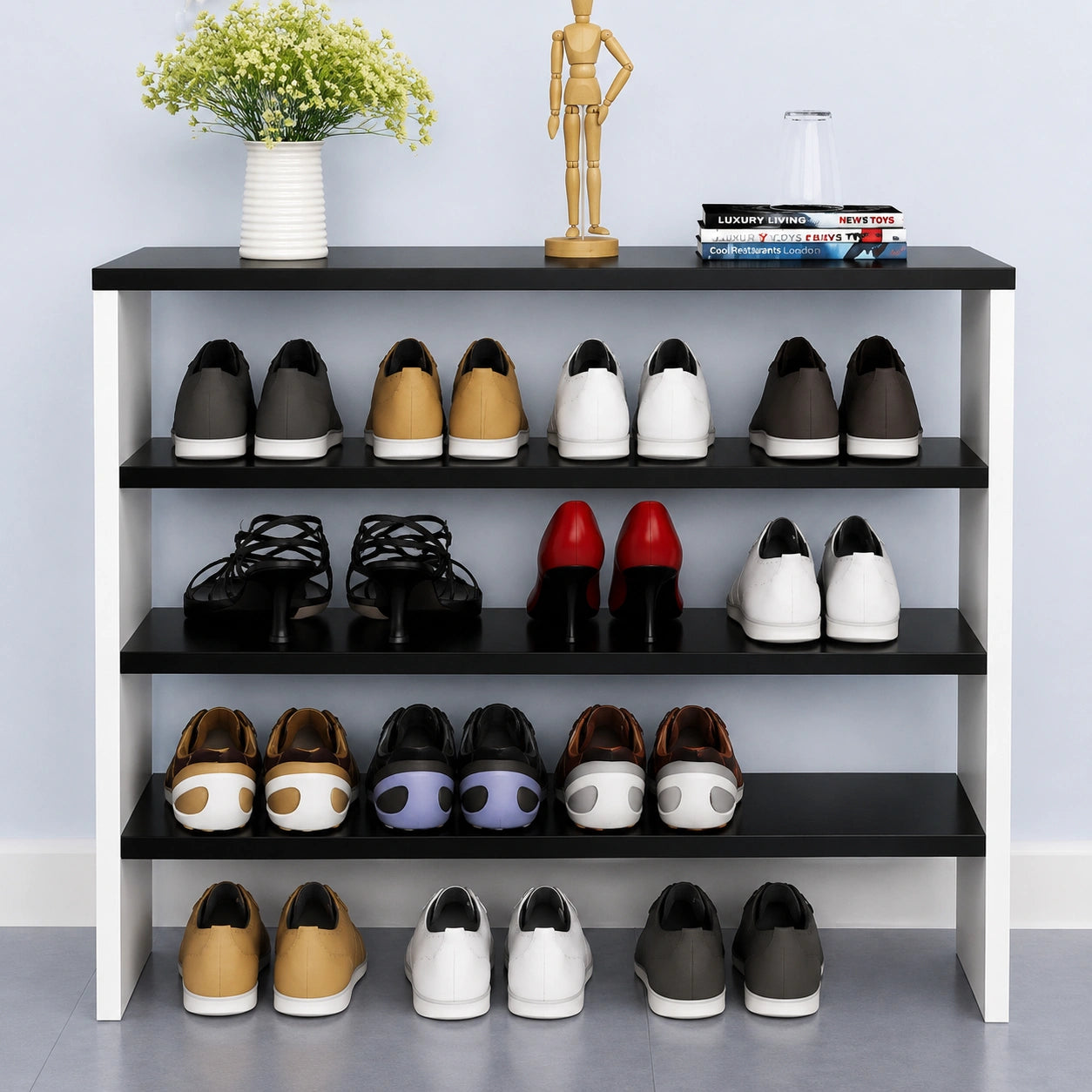 Heritage Solid Wood Shoe Rack Organizer