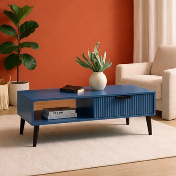 Majestic Oak Solid Wood Coffee Table with Drawer For Living Room