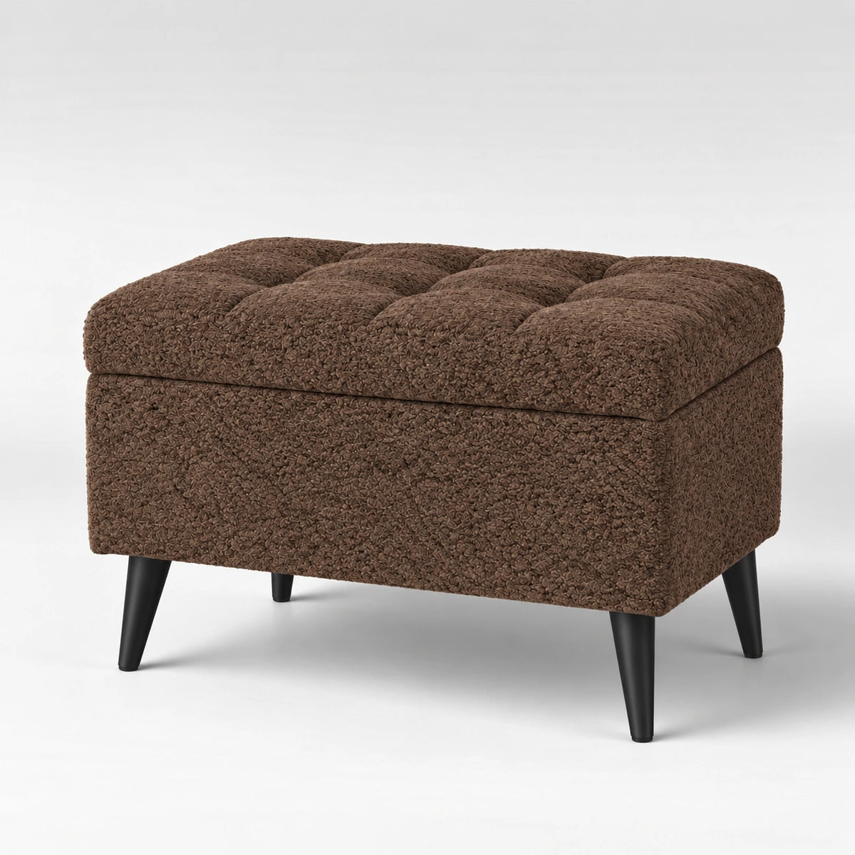 Dark brown tufted ottoman bench with upholstered seat
