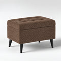 Dark brown tufted storage ottoman bench with black legs