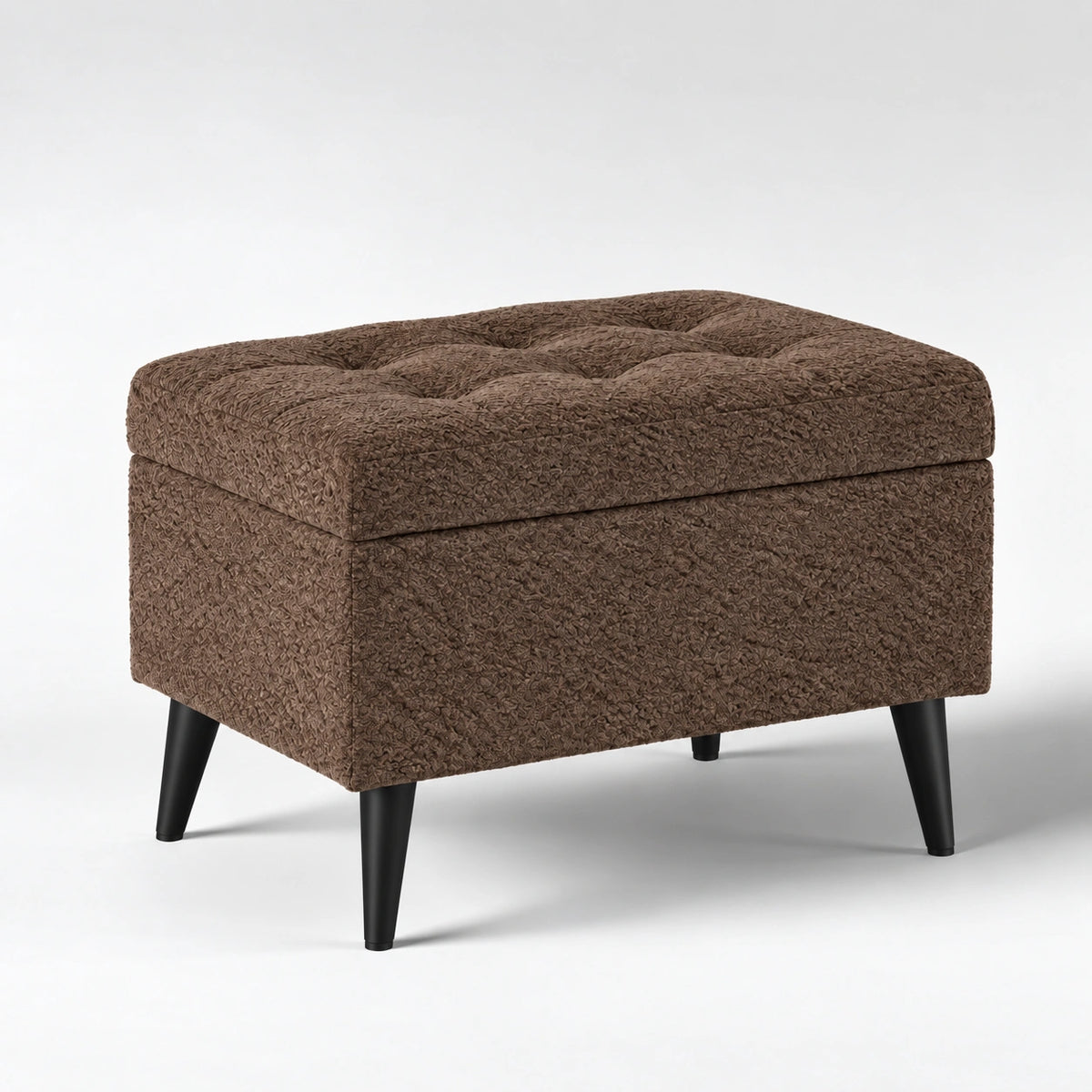 Dark brown tufted storage ottoman bench with black legs