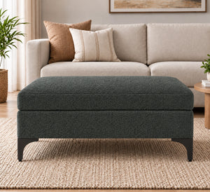 Dark charcoal ottoman in living room