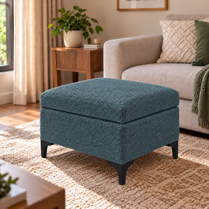 Dark teal blue storage ottoman