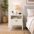 ImperialCraft Solid Wood Bedside Table with Drawer & Open Shelf - Furely