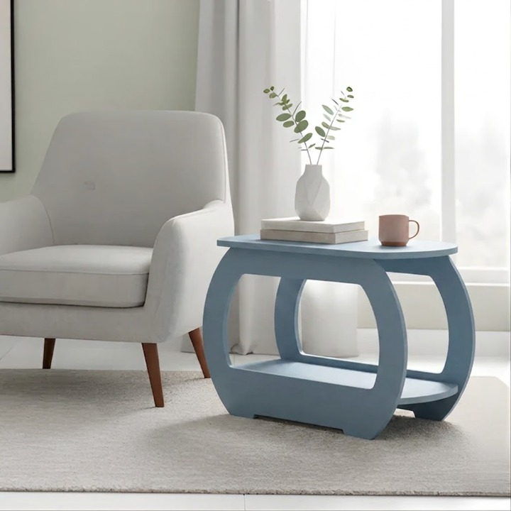 UrbanMajesty Design Solid Wood Side Table with Storage Shelf - Furely