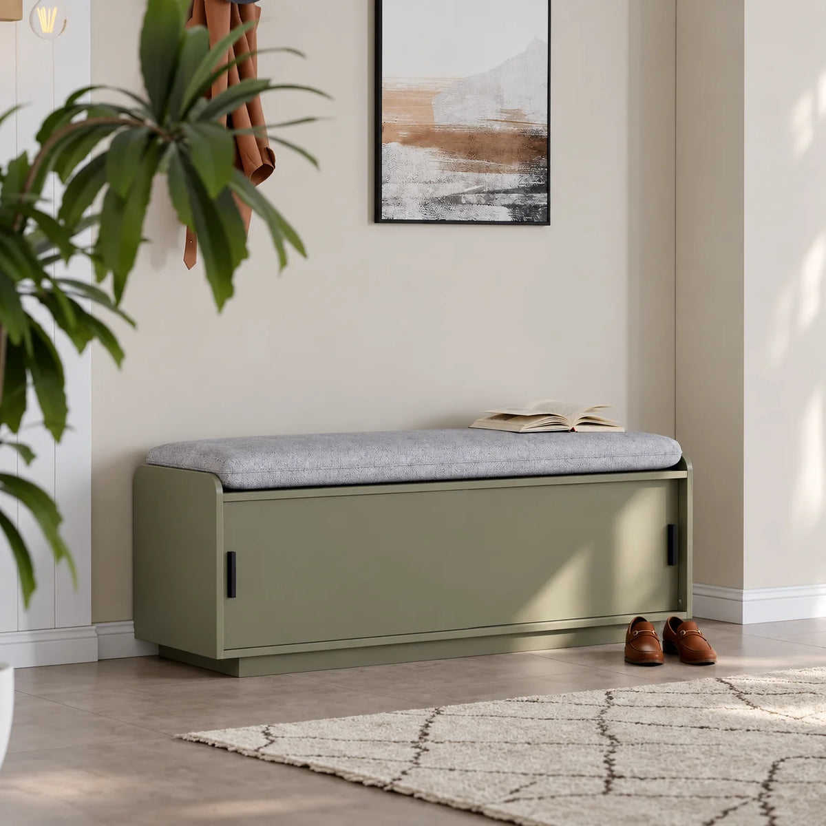 Modern Upholstered Shoe Rack Bench