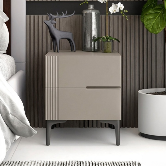 Orbit 2 Drawer Solid Wooden Nightstand for Bedroom