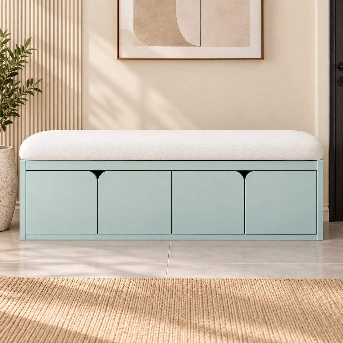 Varello Solid Wood 4-Door Shoe Storage Bench