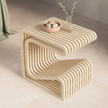 RegalNest C-Shaped Solid Wood Side Table - Furely