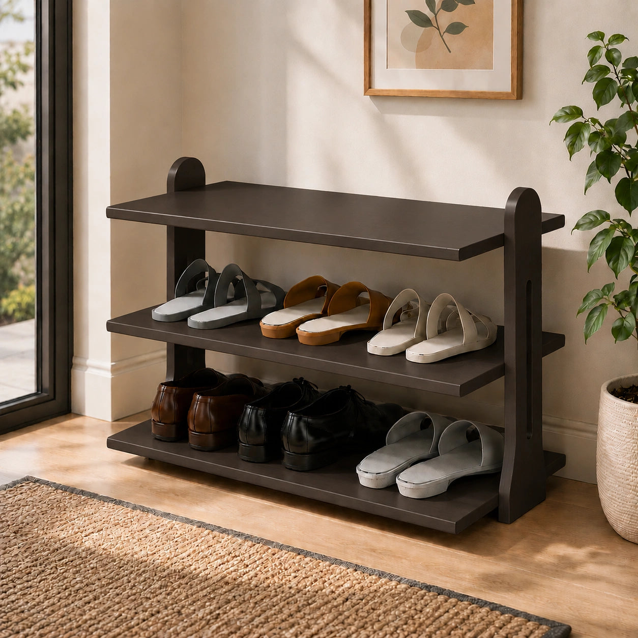 LuxeStep Solid Wood Shoe Rack Organizer
