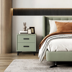 Green Bedside Table in Bedroom