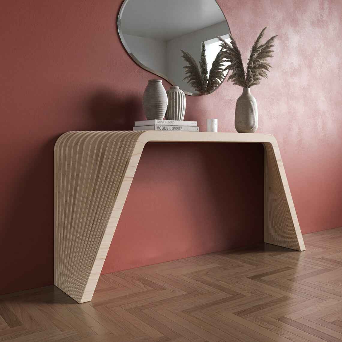 Parametric Side Table – Sculptural Wooden Entryway Table for Living Room | Furely