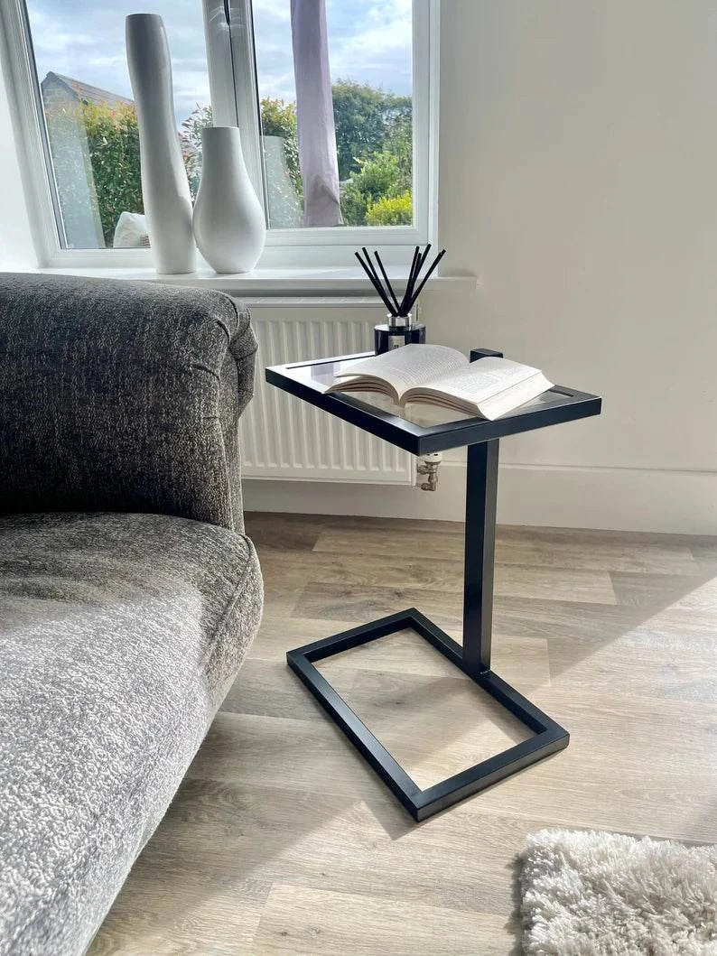 Modern Metal C-Shaped Side Table for Sofa & Bed – Premium Customizable Design