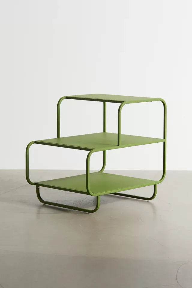 Modern Green Iron Shelf – 3-Tier Custom Side Table | Minimal Industrial Design - furely
