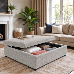 Light grey ottoman with storage