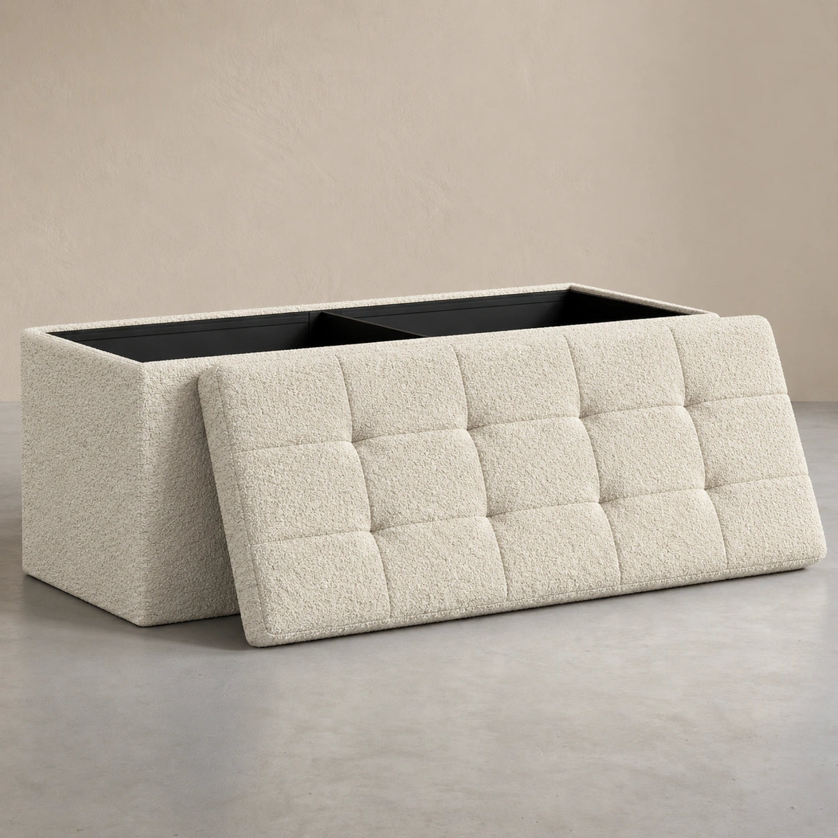Off white storage ottoman bench
