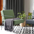 Modern Accent Chair for Living Room – Upholstered Fabric, Black Metal Frame – Furely