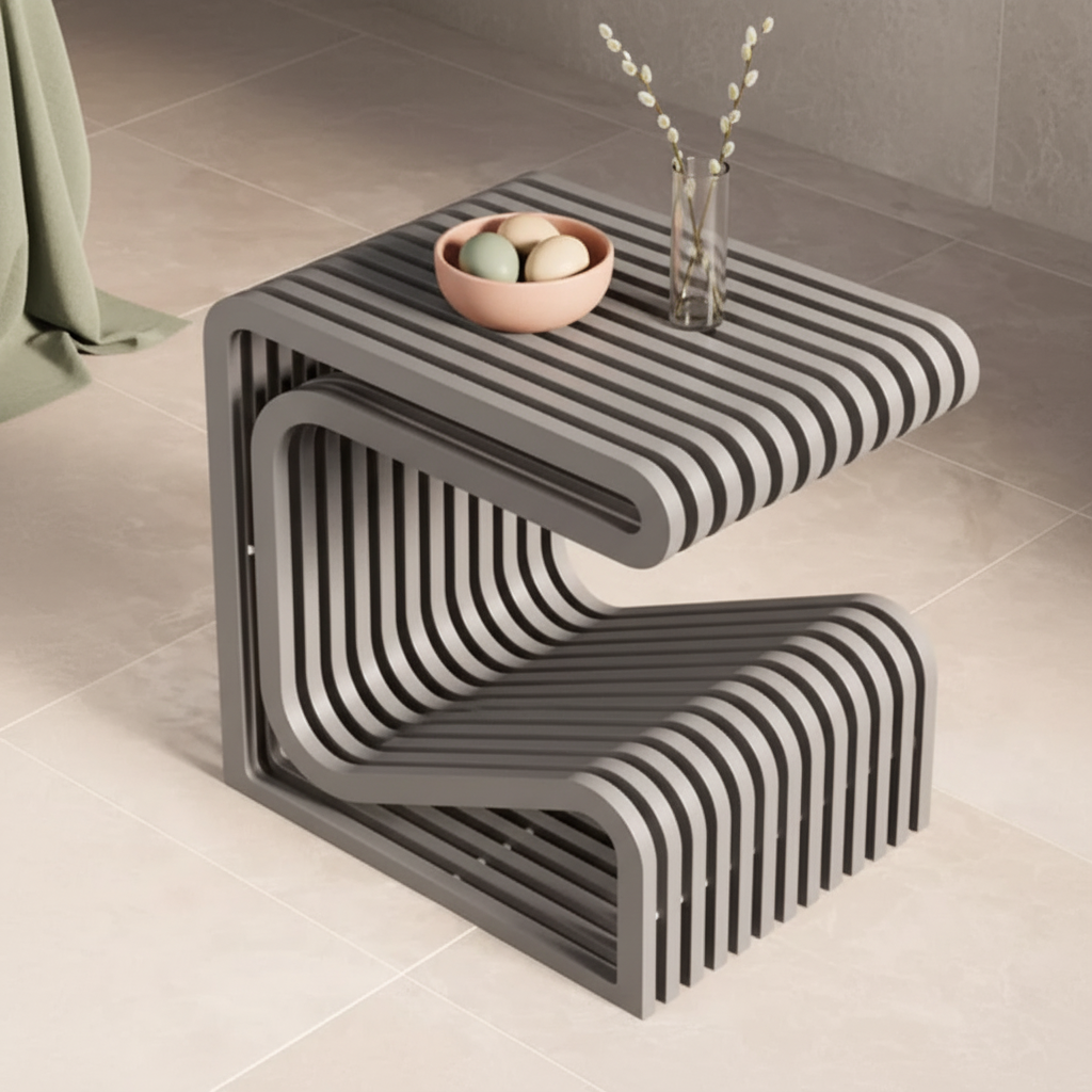 RegalNest C-Shaped Solid Wood Side Table - Furely