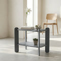 OpalAura Solid Wood Side Table with 2 Teir Storage Shelf - Furely