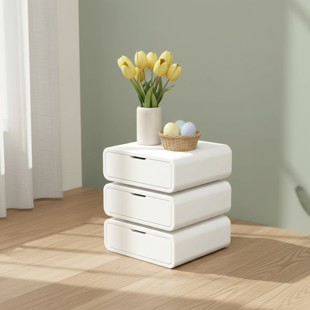 ImperialCraft 3 Drawer Solid Wood Bedside Table - Furely