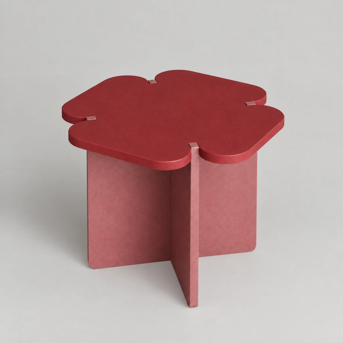 Red flower-shaped end table front view