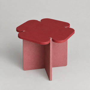 Red flower-shaped end table front view